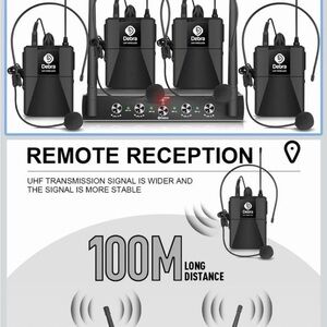 Audio AU400 Pro UHF 4 Channel Wireless Microphone System with Cordless Handhe.
